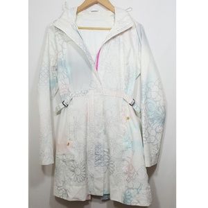 LULULEMON Off White Floral Dove Bird Hooded Trench